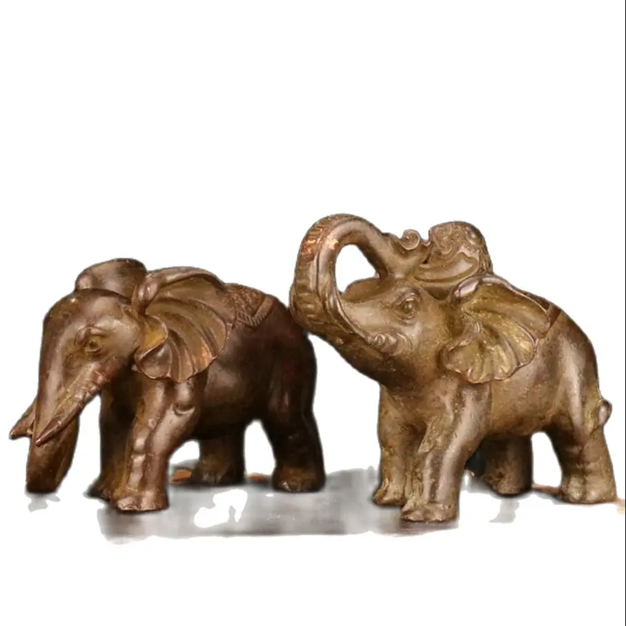 

Cute Elephant Figurine Metal Miniature Thailand Simulation Baby Elephant Model Bronze Animal Decoration Figurine Kids Toy Gift