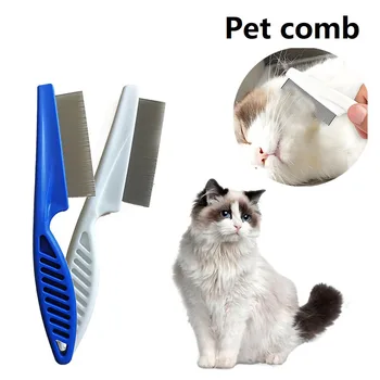 Pidocchi Pettine per animali domestici Pettine per spargimento peli di animali Pettine per pulci in acciaio inossidabile per cani gatto Spazzola per capelli lunghi Toelettatura per animali domestici Prodotti per la pulizia GSZ03 1
