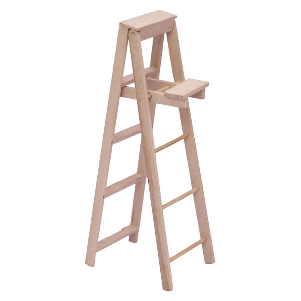 

Miniature Wooden Ladder 1: 12 House Adornment Accessories for Decor