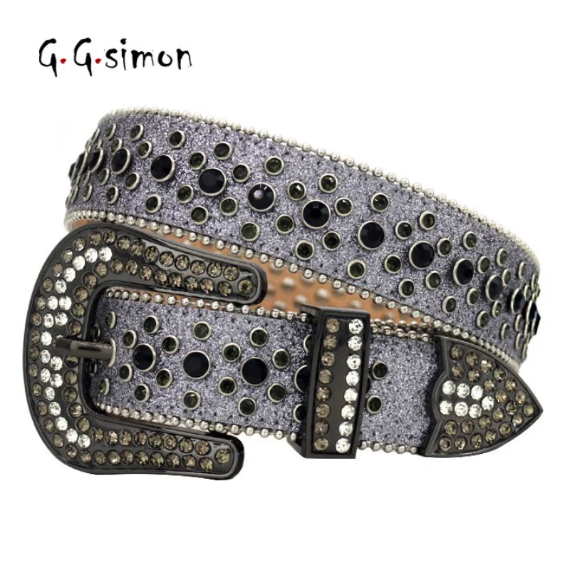 

GGSIMON Western Rhinestone Belt Punk Style Man Woman Fashion Casual Puck Style Crystal Diamond Waistband Jeans y2k Accessories