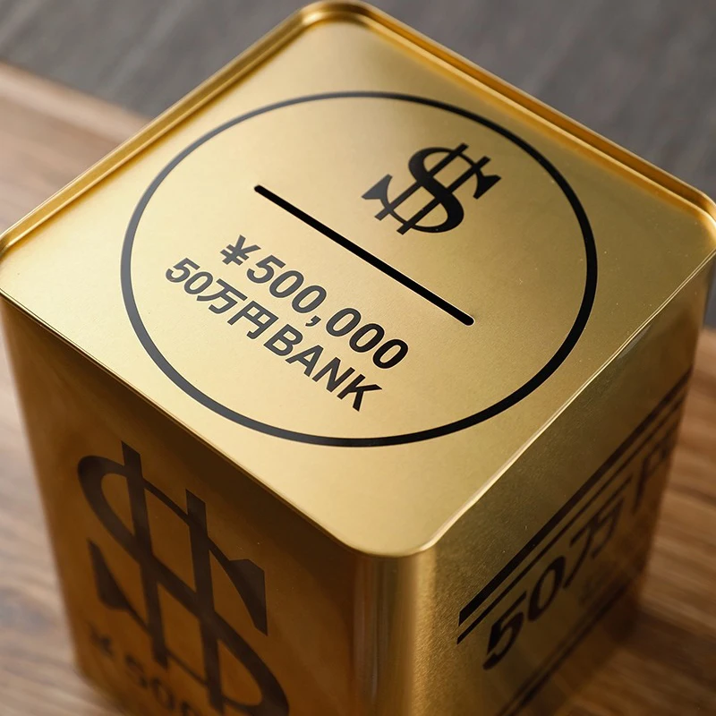 Big Metal Piggy Bank for Adults Children Coin Luxury Gold Money Box Cash Iron Money Organizer Storage Box Saving Challenge Gift 4