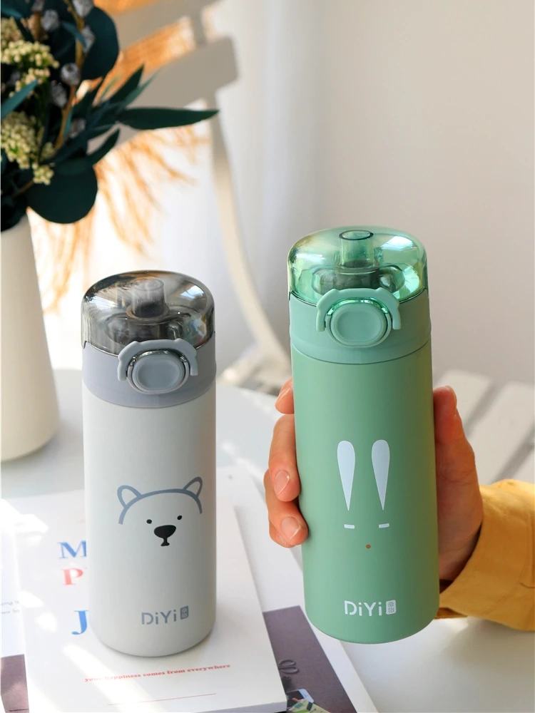 

Простой милый термос с мультяшным медведем, бутылка для воды, креативная крышка бомбы, портативная чашка для воды для дома и улицы, кемпинга