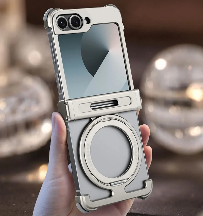 Eary for Samsung Galaxy Z Flip 7 Case with MagSafe 360°Rotation Magnetic Stand Ultra-Thin Flip7 Phone Shockproof Protector Cover