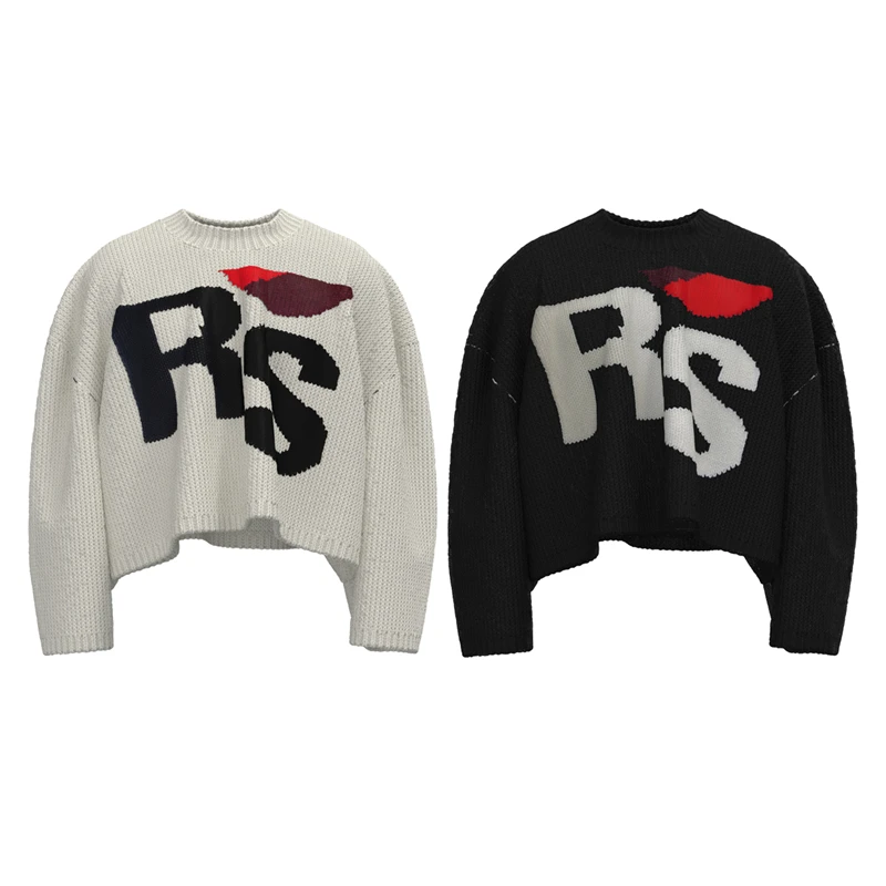 

New Oversize Sweater Men Women 1:1 Sweaters Sleeve Knit Sweatshirts Hip Hop
