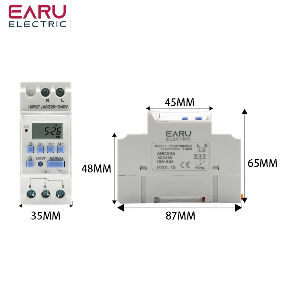 Weekly 7 Days Programmable Digital Timer Switch Relay Control 24v 220v 6a 10a 16a 20a 25a 30a Din Tp8a16 - Timers - AliExpress