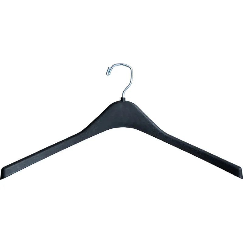 

INTERNATIONAL HANGER Heavy-Duty 1/2 inch Wide Contour Black Plastic Hanger for Coats, 25 Pack