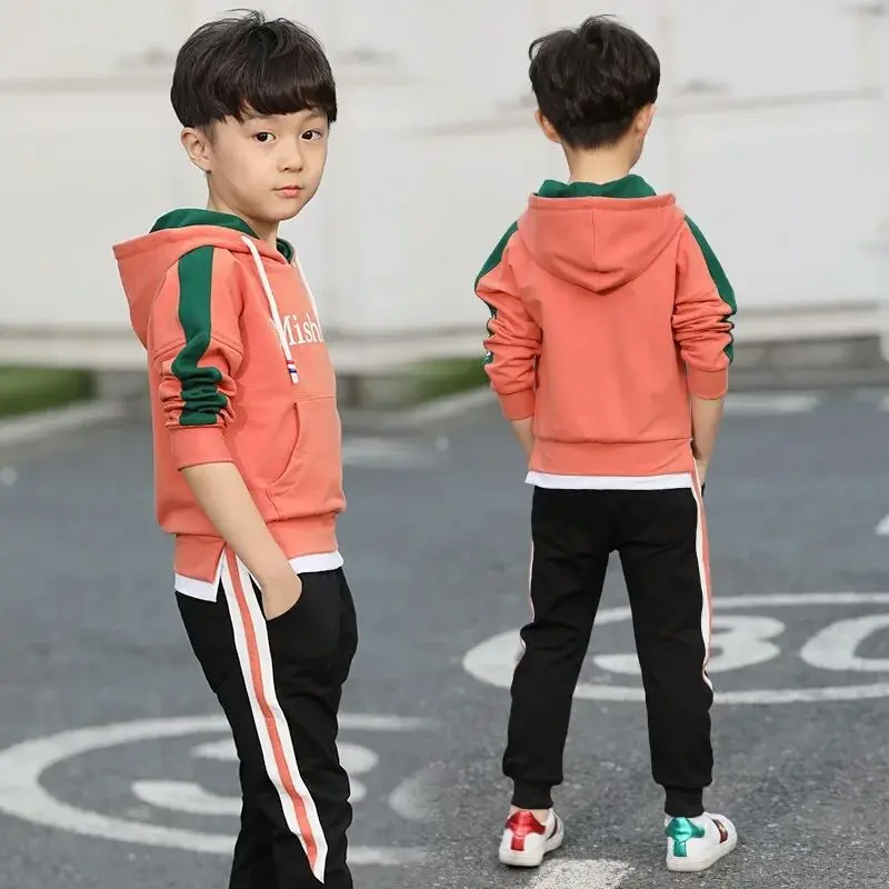 Big Boys Sport Suit Autumn Fashion Hooded Sweatshirts and Pants Two