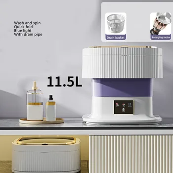 Portable Washing Machine 11.5L Large Capacity 3 Timer Modes Mini Foldable Washer with Drain Hose for Underwear Baby Clothes
