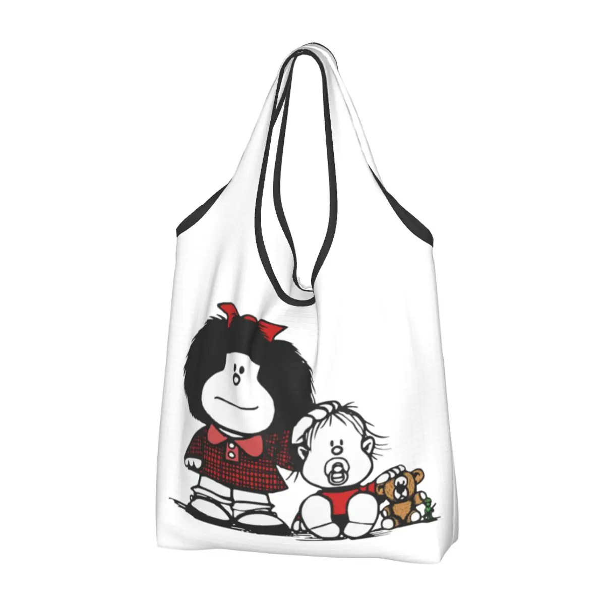 

Brother's Mafalda Reusable Shopping Grocery Bags Foldable 50LB Weight Capacity Cute Kawaii Cartoon Eco Bag Eco-Friendly