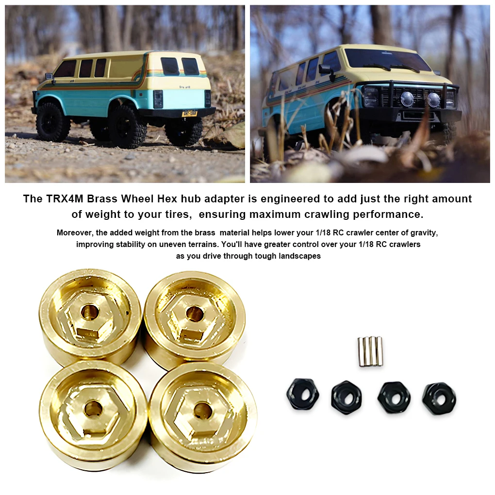 4pcs set Brass Counterweight Wheel Hub Adapter For HOBBYPLUS 1 18 CR-18P Rock Van Better Climbing