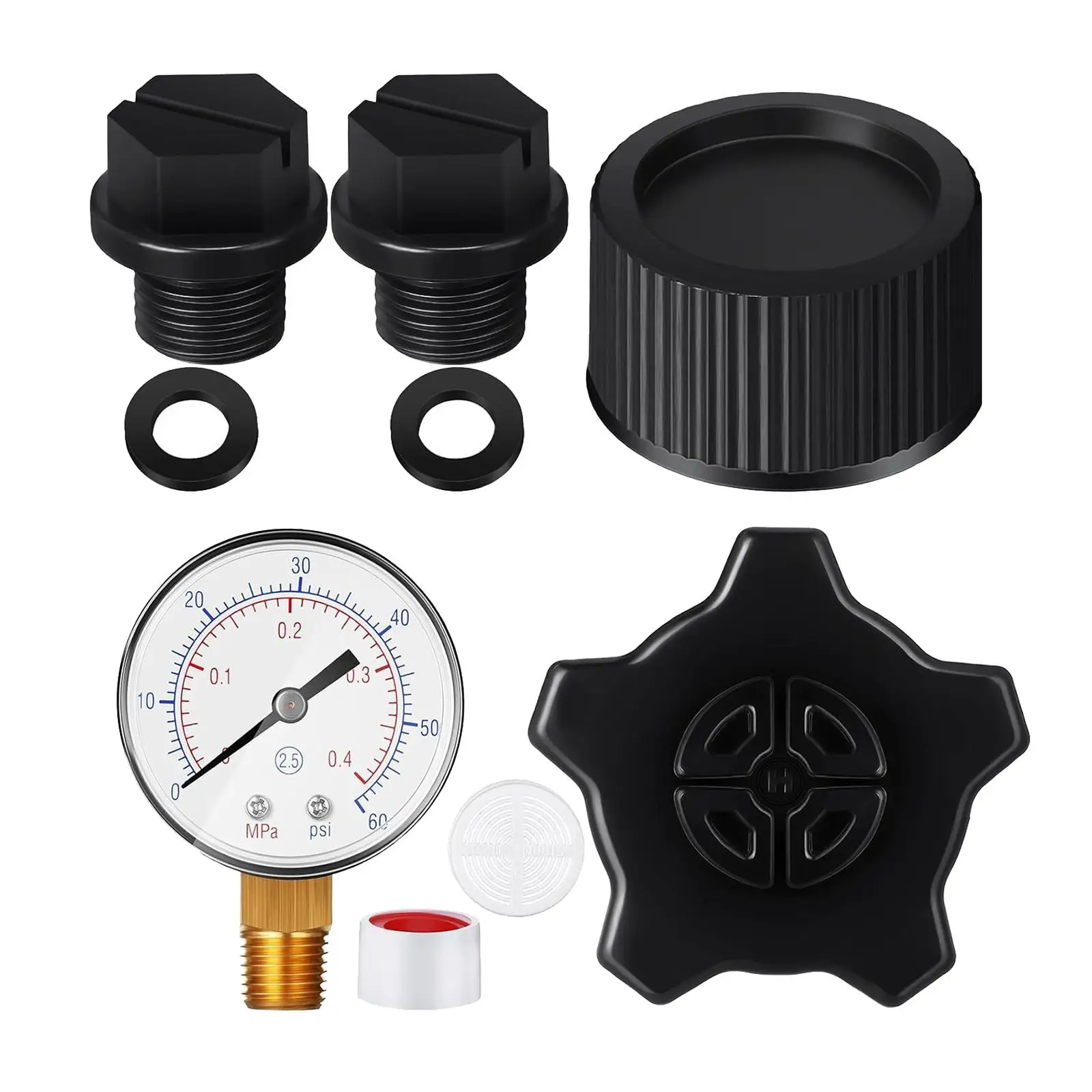 

Pool Pressure Gauge Heavy Duty Drain Cap Assembly Replace Parts Pool Sand Filter Swimming Pool Filter Drain Cap and Gasket