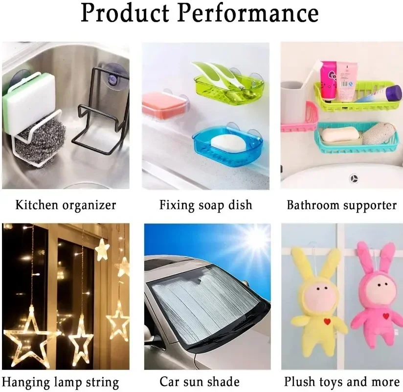 Clear Suction Cup Hooks - Multipurpose Transparent Plastic Hangers