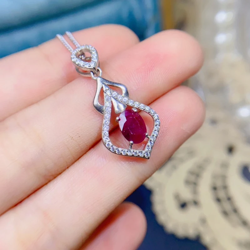 

Natural ruby pendant necklace for women silver 925 jewelry luxury gem stones 18k gold plated free shiping items