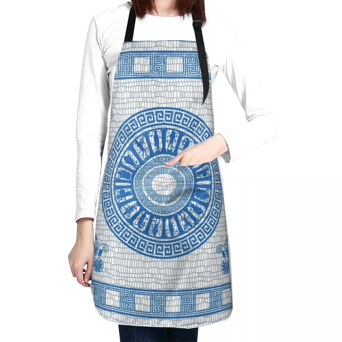 

Greek Gods Pattern (blue version) Apron Kitchen Supplies Chef Uniform For Men cleaning aprons