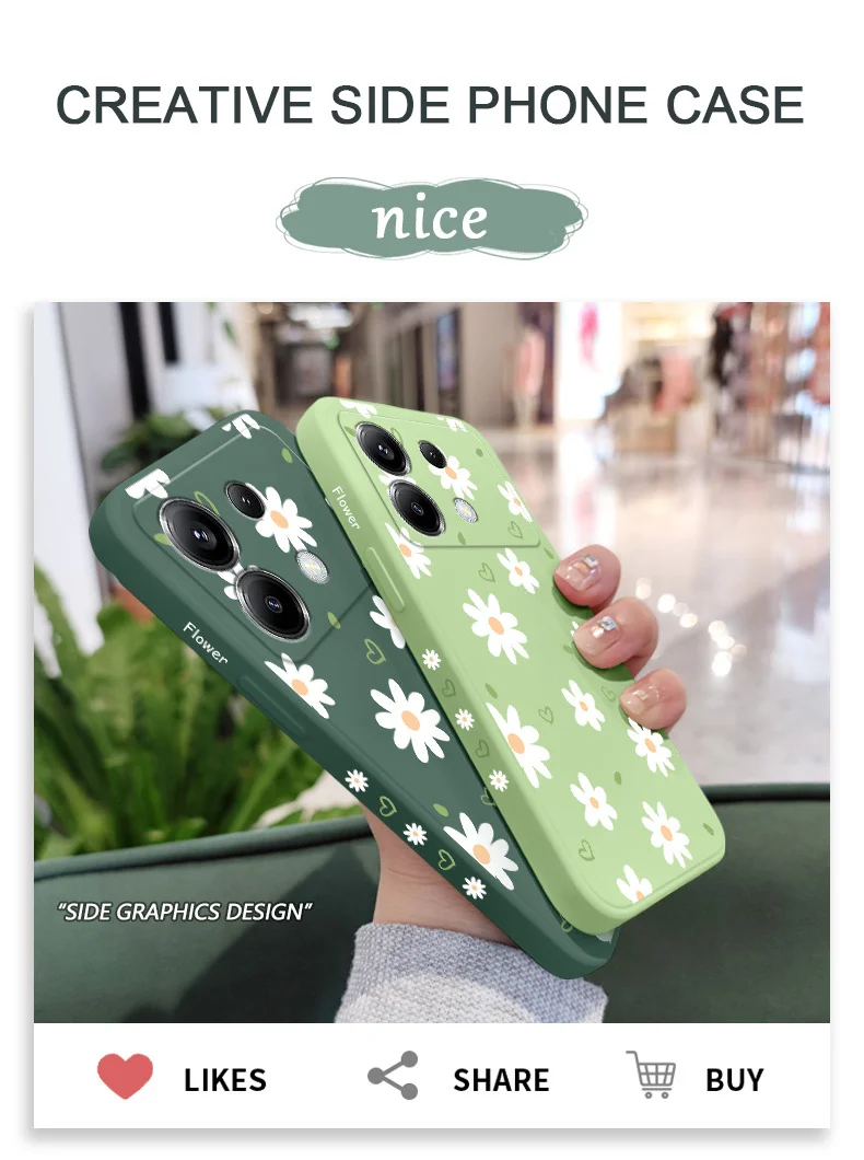 Zarte Daisy Telefon Fall Für Xiaomi Poco F8 F7 X7 X6 F6 M6 M5 M5S F5 X5 F4 X4 M4 F3 M3 X3 Pro 4G 5G GT Silikon Abdeckung – Detail 1