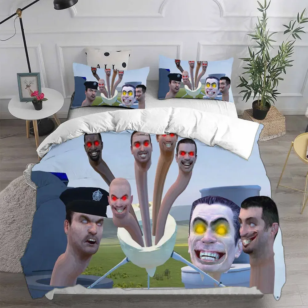 Game Skibidi Toilet Arale Comforter Bedding Sets Quilt Bed Cover Duvet Cover Pillow Case 2-3 Pieces Sets Kids Adult Size
