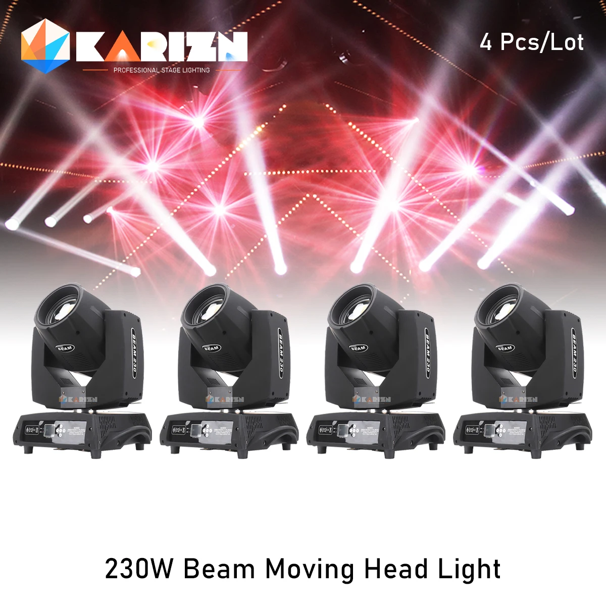 Nessuna Tassa 4Pcs 230W 7R Beam Spot Moving Head Lighting Frost Wash Effetto Arcobaleno Per Dj Nightclub Show Disco Concert Lamp