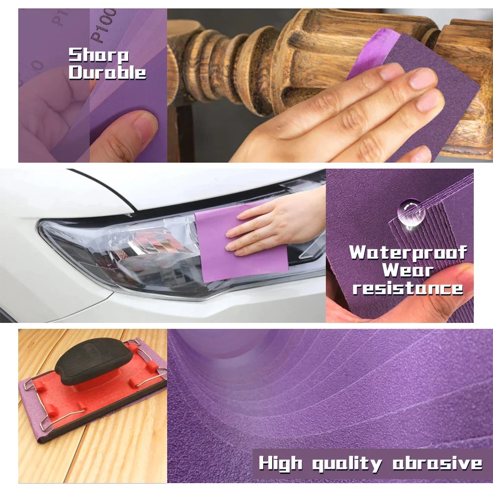 Wet Dry Sandpaper Sanding Sheet 60 to 10000 Grit for Automotive Wood Metal Furniture 5/10 Piece