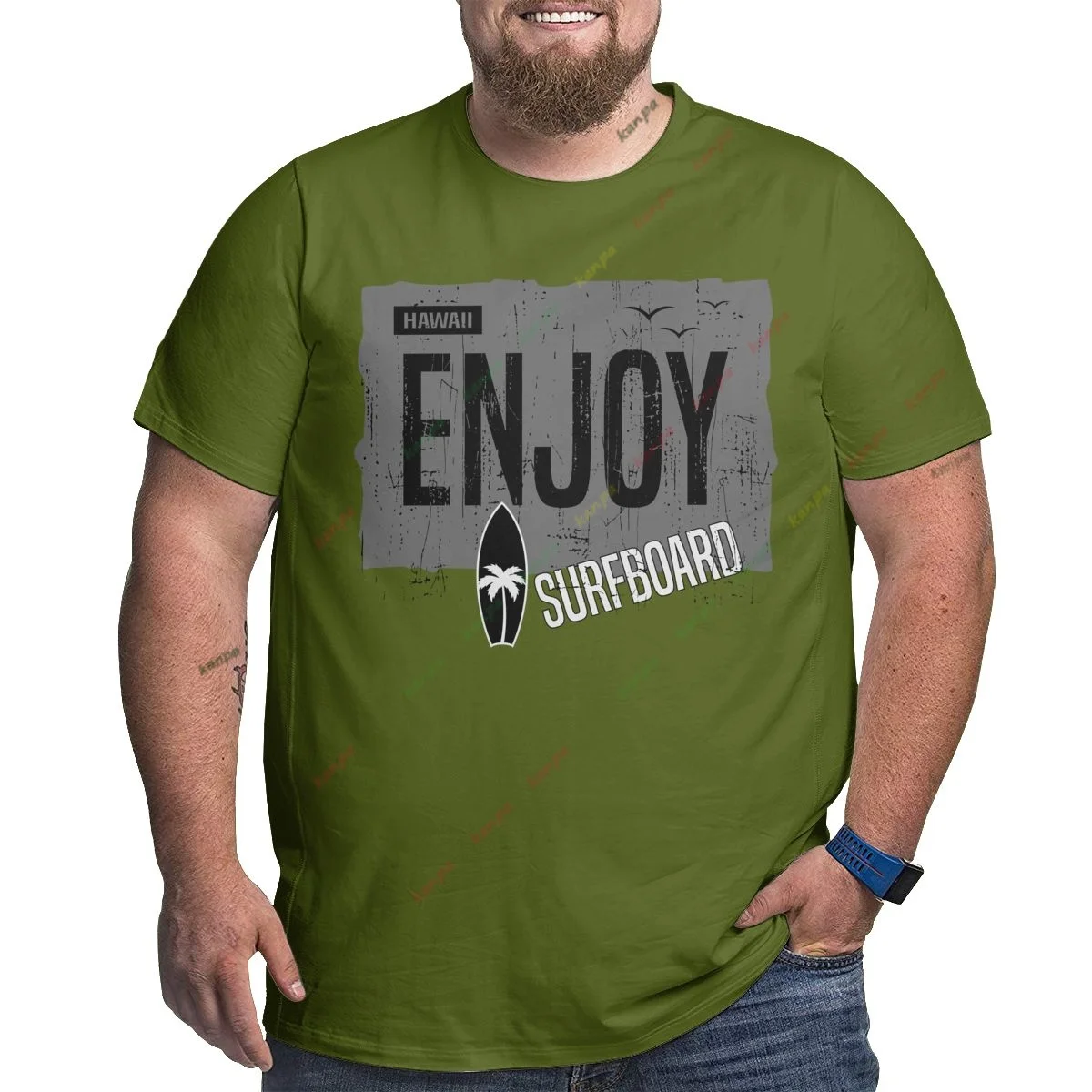 

Summer Men's T-shirt Surfboard Letters Print Leisure and Comfortable Sports Street Size Sweatshirt sleeved Top 6XL