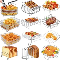 Air Fryer Baking Rack Metal Square/Round/Rectangle Oven Grill Racks Thickened multi-layer detachable Grill Rack kitchen tools