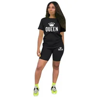 Survêtement imprimé Queen pour femme, t-shirt et short, mode décontractée, vêtements de sport, simplicité, jogging, court imbibé, été, ensemble 2 pièces 3
