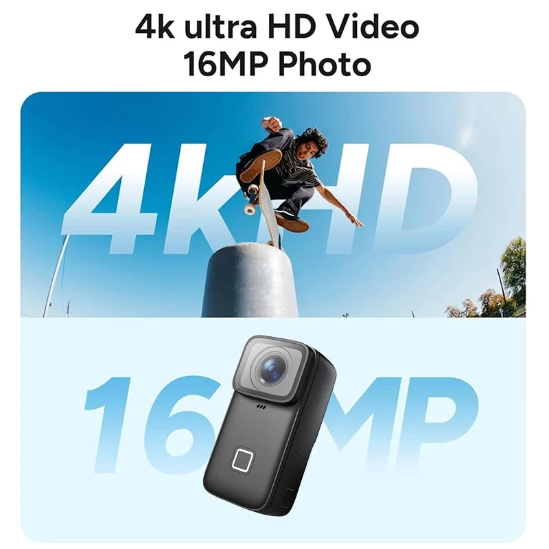 Caméra Action 4K C200 Pro Bundle dans son étui de transport avec supports et batteries supplémentaires