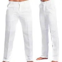 2023 Men's Stand Pocket Casual Linen Pants Solid White Gray Trouser Plus Size 3xl Mens Elegant Fashion Sweatpants Men Streetwear 1