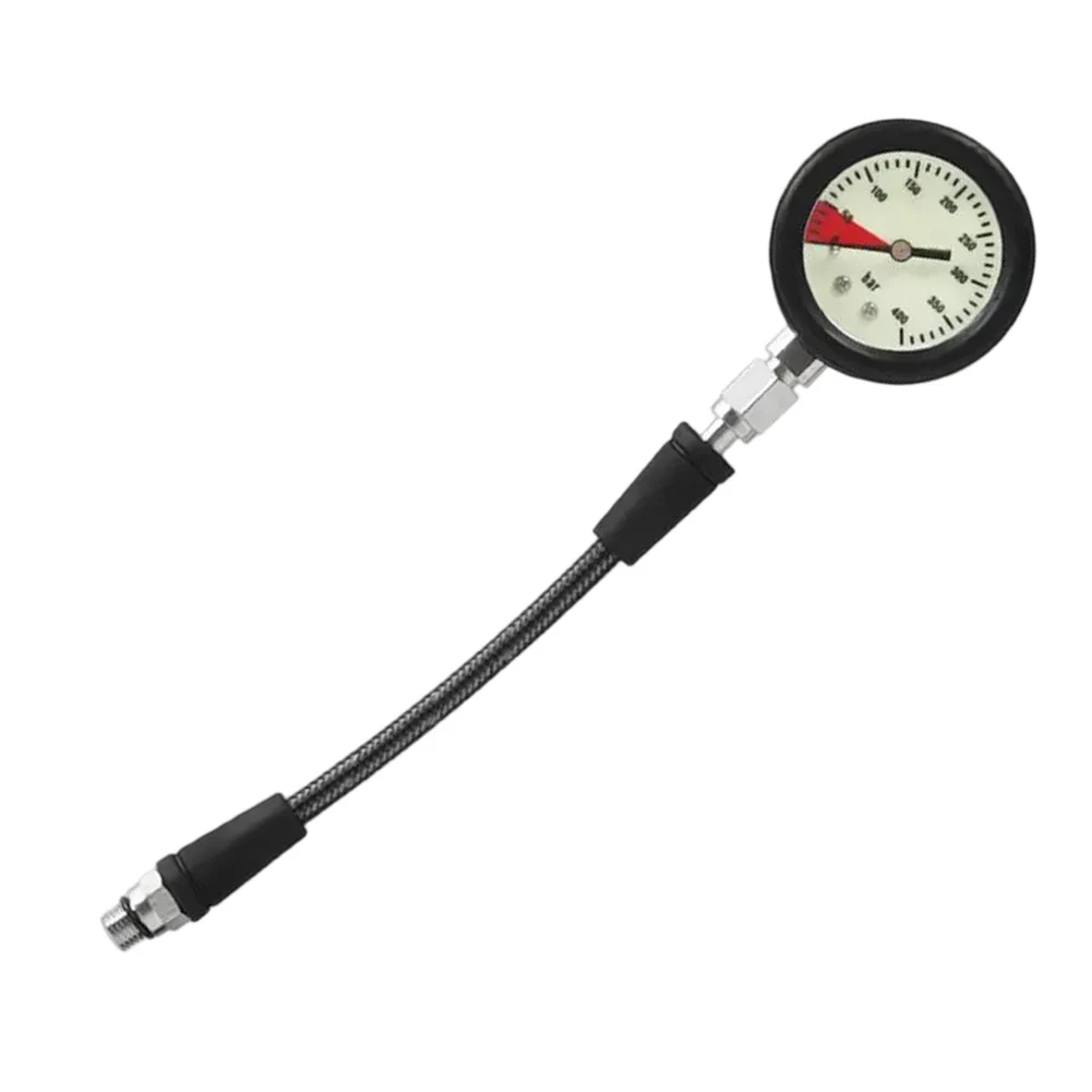 Diving Residual Pressure Gauge 15cm/60cm/80cm Carbon Fiber Woven Hose 7/16-20UNF Thread Luminous Pressure Gauges Diving Parts