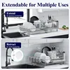 Extendable Dish Rack, Large Drying Dish Rack with Cutlery & Cup Holders, Dish Rack and Drainboard Set 2
