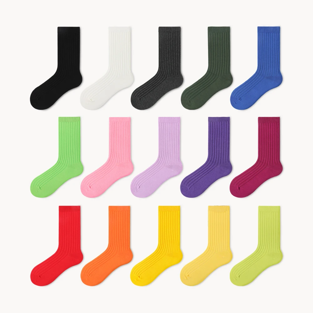 

1 Pair Retro Women Cotton Loose Socks Autumn Winter Knitting Solid Color Long Black Pink Korean Japanese Student Girls Stockings