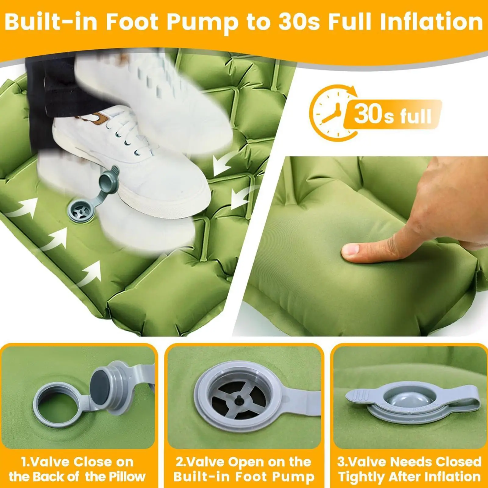 Camping Inflatable Sleeping Pad Inflatable Sleeping Mat With Pillow Comfortable Camp Air Mattress Ergonomic Tent Gear For Garden