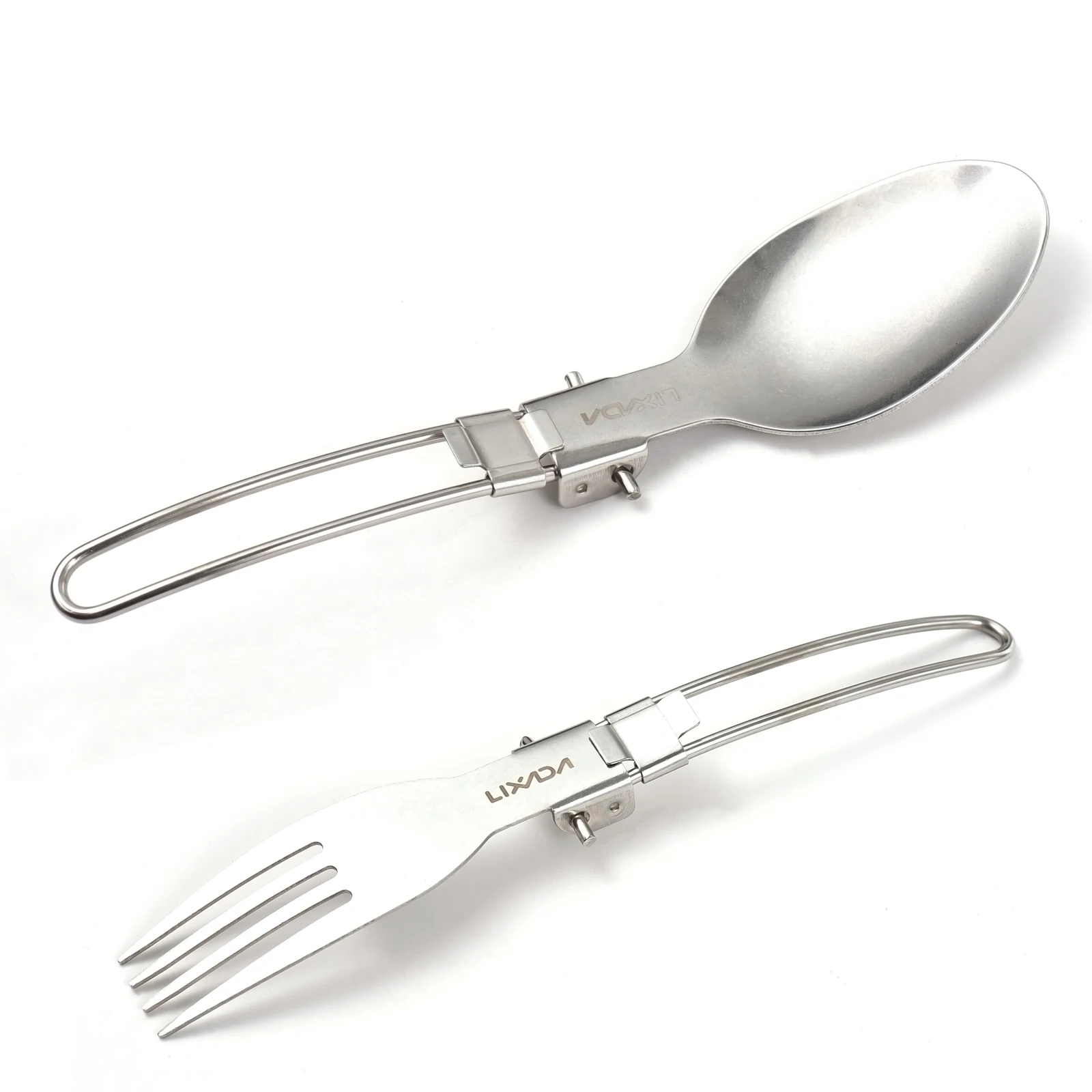 LIXADA Folding Camping Utensils Set Portable Stainless Steel Foldable Spoon Fork for Camping Hiking Picnic Travel Tableware