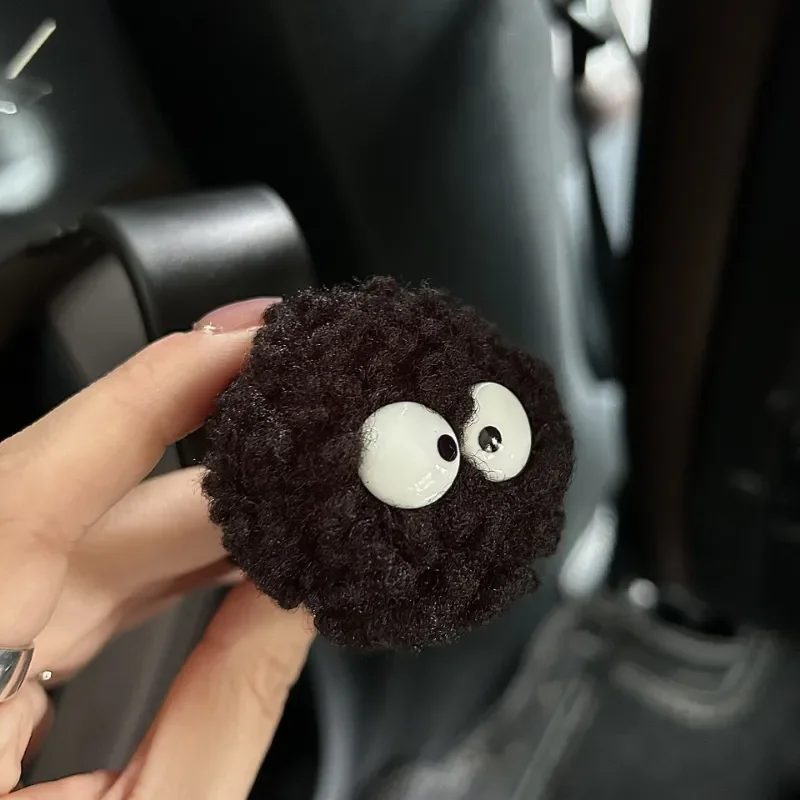 Cute Little Coal Ball Car Seat Back Hook Storage Car Headrest Organizer Food Bag Handbag Decoration Clothes Hanger