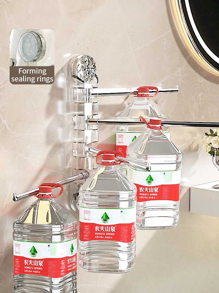 Suction Cup Towel Rack Non Punching Rotating Multi Pole Storage Rack Bathroom Toilet Towel Rod with towel rack