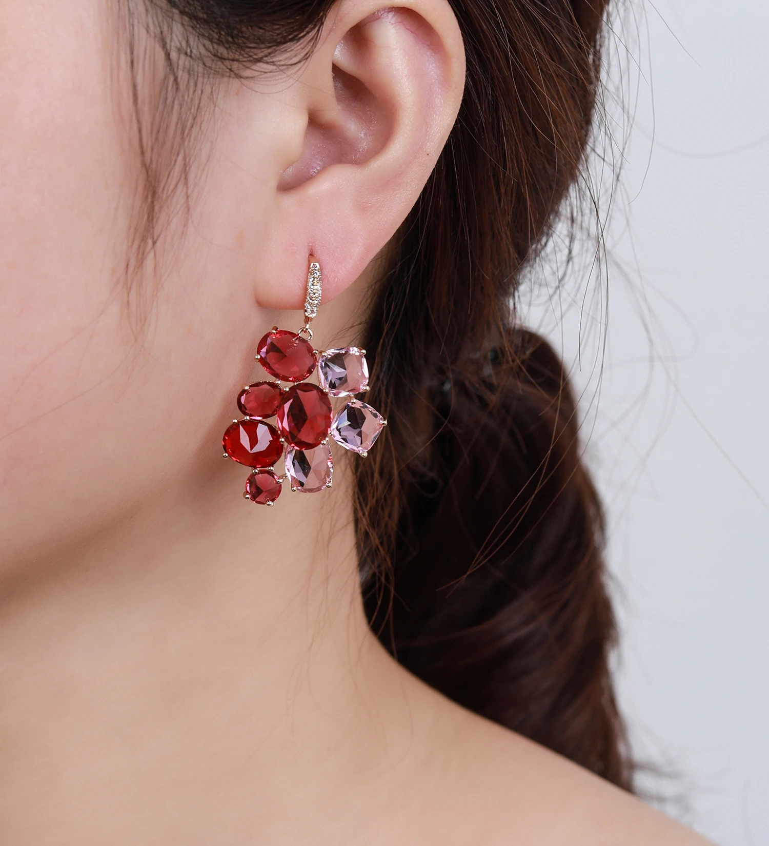 Full CZ Cubic Zirconia Grape Dangle Bridal Wedding Earring for Women Jewelry CE11217