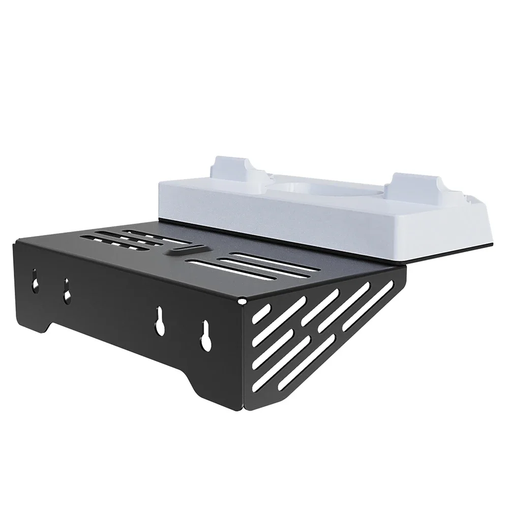 Shelf Floating Mount with Charging Station Wall Bracket Metal Wall Hanging Charger Stand for PS5 Slim/PS5 Console Disc & Digital