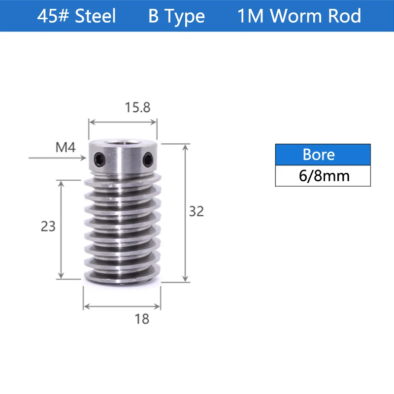 1pc 1M Turbine Worm Gear 15Teeth 20Teeth 25Teeth 30Teeth Transmission Ratio 1:15/20/25/30 Brass Gear 45# Steel Worm images - 6