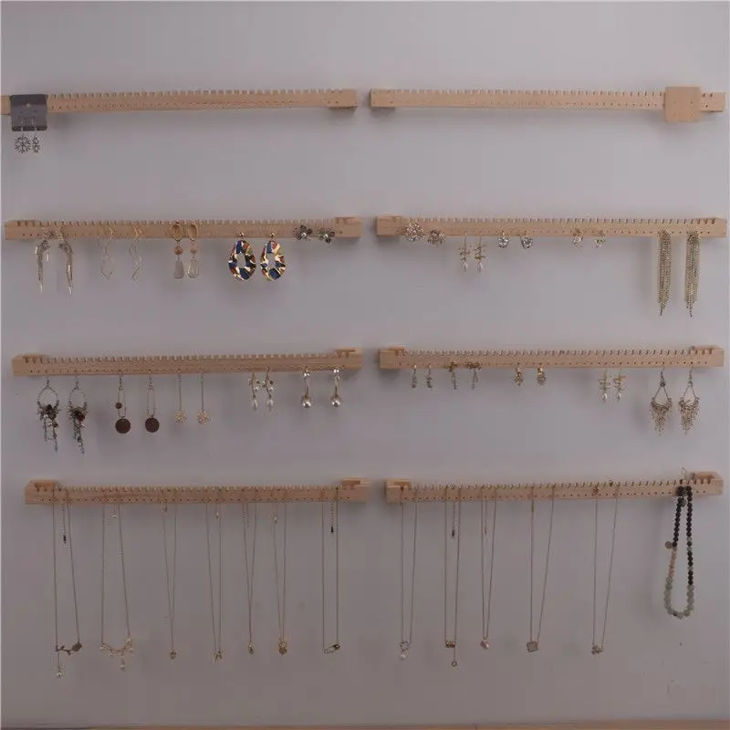 Portagioie da parete in legno collana espositore da appendere anello per orecchini Hook Up Organizer portaoggetti Retail Shop Show