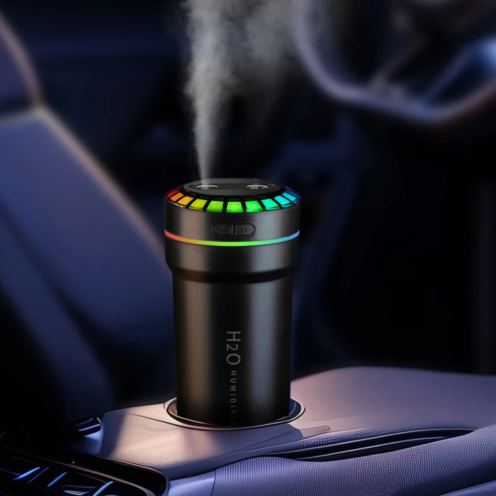 300ml 더블 스프레이 차량용 가습기 7색 조명 픽업 다이나믹 가습기 여행용 자동차용 스마트 픽업 가습기