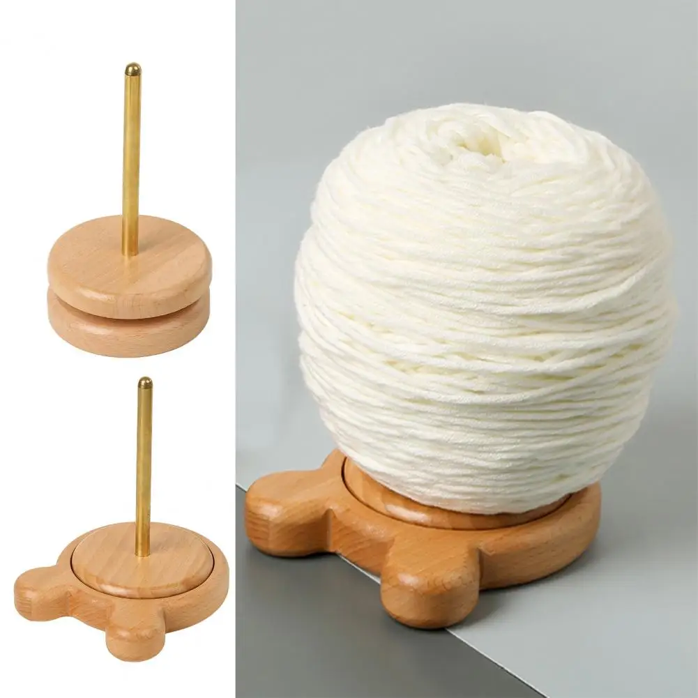 Wooden Base Yarn Organizer Wooden Yarn Ball Winder Stand Durable Wool Spool Holder Knitting Organizer for Rotatable Winding Wool