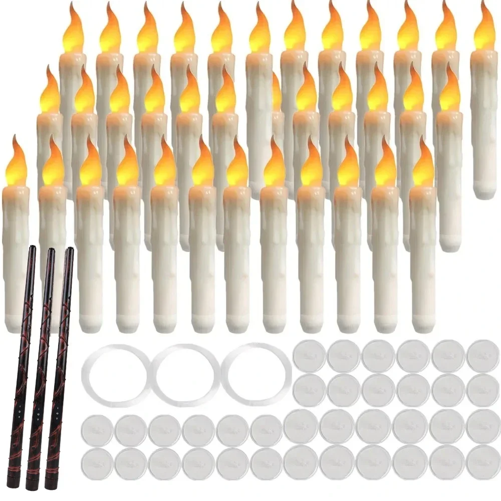 Flameless Flickering Taper Candles with Remote Control Timer and Dimmer, Battery-Operated Candlesticks for Holiday and Event Décor