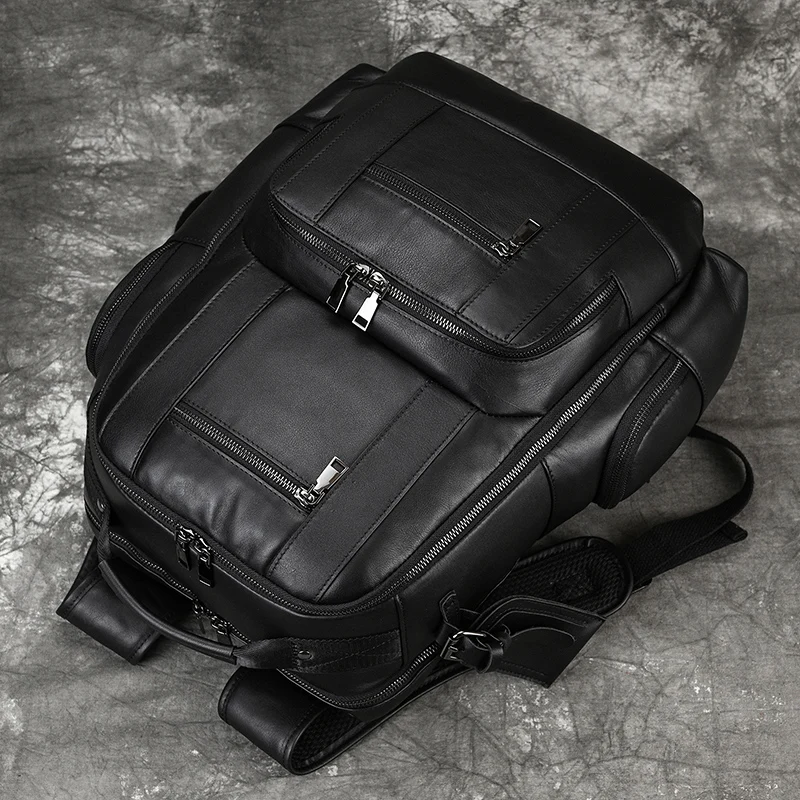Cow Leather Backpacks Men Laptop Rucksack Shoulder Bag Mochilas Cowhide Genuine Leather Male Bag School Bag for Man Travel Bag 5