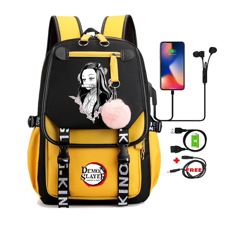 Anime Adults Large Capacity Backpack Bags Demon Slayer Nezuko Kawaii Cartoon School Bag forManga To Travel Daily Girls Bookbags