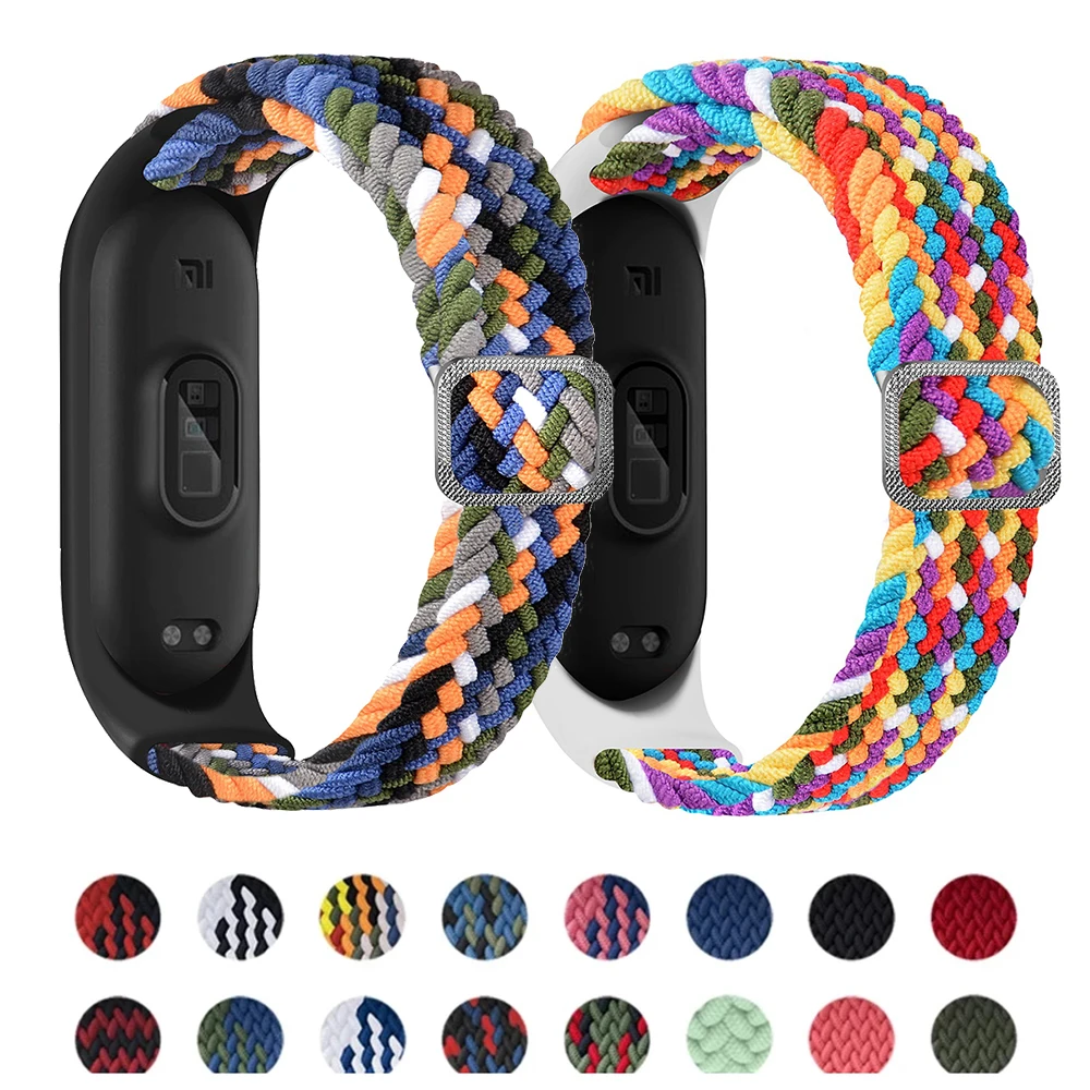 

Плетеный нейлоновый ремешок для Xiaomi Mi Band 7 6 5, регулируемый браслет