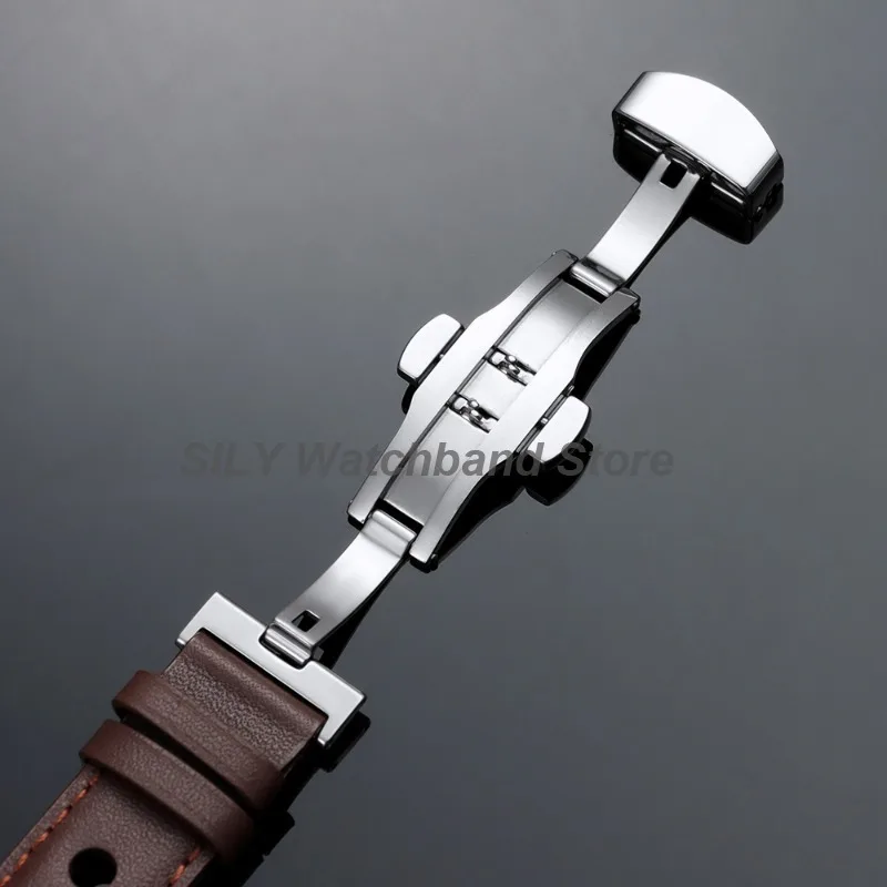 Vintage Genuine Leather Watchband with Butterfly Clasp - Fashionable 20mm Cowhide Strap
