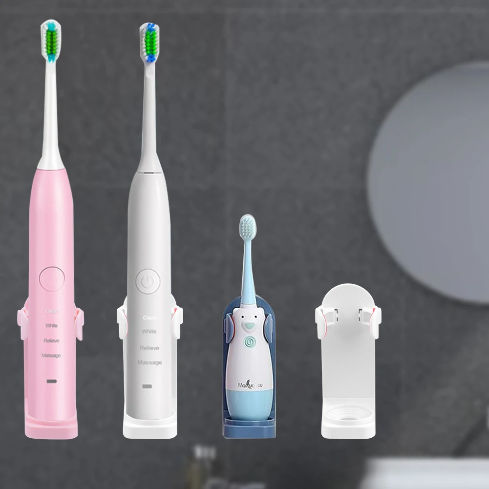 Electric Toothbrush Holder Adapt Wall-Mount Bathroom Space Saving Traceless Toothbrush Organizer Stand Adhesive Rack Accessories toothbrush holder bathroom storage rack