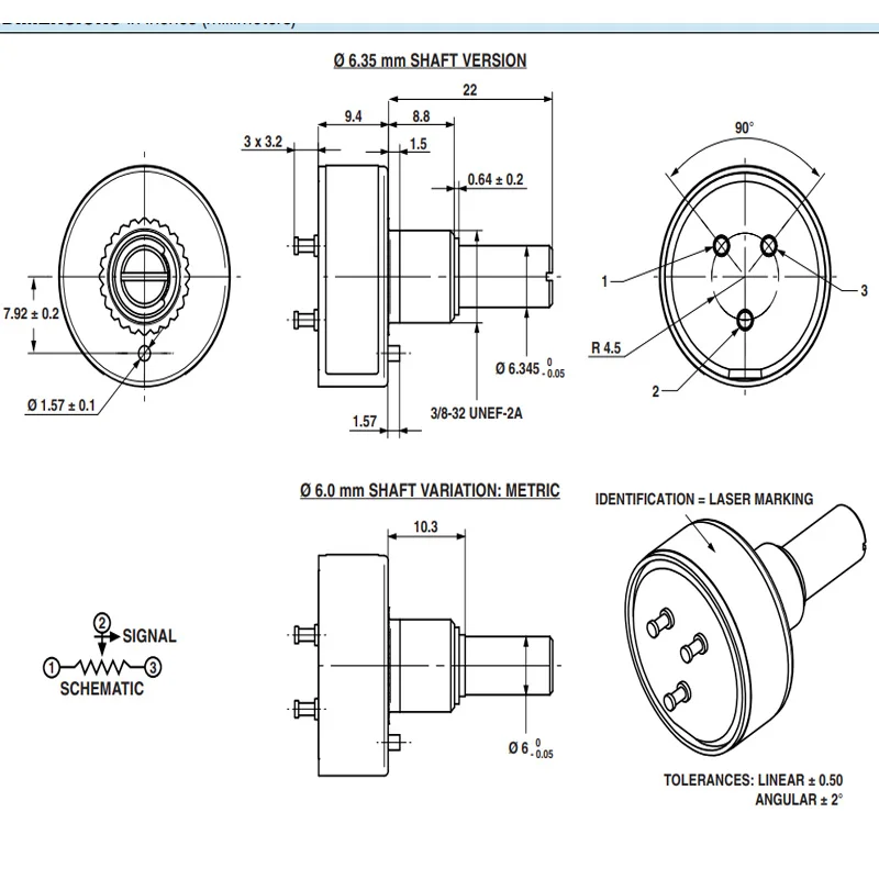 1pcs Spectrol imported 357-4160-503 conductive plastic 360 degree limitless potentiometer 50k