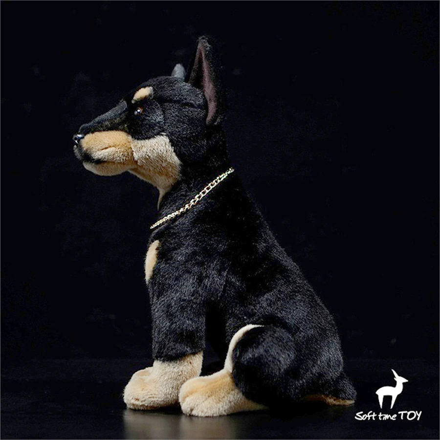 Doberman Pinscher High Fidelity Anime Cute Plushie Doberman Dog Plush Toys Lifelike Animals Simulation Stuffed Doll Kawai Gifts 2