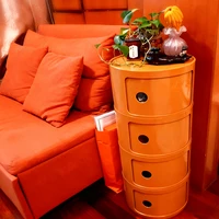 Table de chevet ronde en plastique avec tiroirs, boîte de rangement pratique, armoire de chevet, décor Chic pour chambre à coucher et salon 6