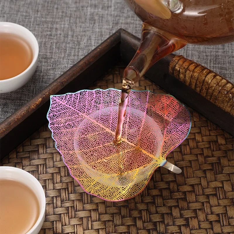 Creative Stainless Steel Tea Strainer Bodhi Leaf Shape Thickened Separation Mesh Household Indoor/office Tea Ceremony Supplies